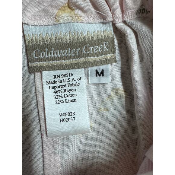 Coldwater Creek Linen Blend Floral Midi Skirt Pink White Cottagecore vintage M - Picture 4 of 8